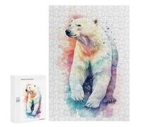 300 PCS Rompecabezas para Adolescentes Watercolor Polar Bear Art Rompecabezas para Adultos Juegos Familiares Mejora La Memoria Regalos para Amigos Y Familiares 300 PCS