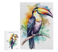 300 PCS Rompecabezas para Adolescentes Watercolor Toucan Painting Rompecabezas para Adultos Juguetes Antiestrés Análisis Y Lógica Interacción Entre Padres E Hijos 300 PCS