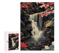 300 PCS Rompecabezas para Adolescentes Waterfall Serenity Cherry Blossoms Lotus Japanese Rompecabezas para Adolescentes Juegos Divertidos Análisis Y Lógica Cumpleaños 300 PCS