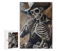 300 PCS Rompecabezas para Adolescentes Western Skeleton Smoking Rompecabezas para Adolescentes Desafío Difícil Desafío Educativo Diversión Familiar Y Noche De Juegos 300 PCS