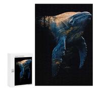 300 PCS Rompecabezas para Adolescentes Whale and Forest Double Exposure Rompecabezas para Adultos Juegos Relajantes Que Mejoran La Memoria Actividades Divertidas En Casa 300 PCS