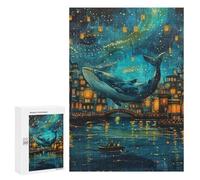 300 PCS Rompecabezas para Adolescentes Whale in Fantasy Cityscape-1 Rompecabezas para Adultos Que Mejoran La Memoria Juegos De Ingenio Familiares Difíciles Y Desafiantes 300 PCS
