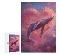 300 PCS Rompecabezas para Adolescentes Whale in Pink Clouds Rompecabezas para Adolescentes para Aliviar El Estrés. Cada Pieza Es Única Toda La Familia.