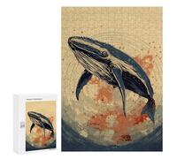 300 PCS Rompecabezas para Adolescentes Whale Retro Japan Vibes Rompecabezas para Adultos Juego Práctico Difícil Interacción Entre Padres E Hijos 300 PCS