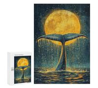 300 PCS Rompecabezas para Adolescentes Whale Tail Under Moon Rompecabezas para Adultos Juguetes Antiestrés Decoración De Pared Diversión Actividades En Casa, 300 PCS