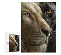 300 PCS Rompecabezas para Adolescentes White Lion and Black Panther Rompecabezas Juegos Relajantes Pero Divertidos Y Humorísticos Cumpleaños Y Navidad 300 PCS