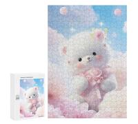 300 PCS Rompecabezas para Adolescentes White Teddy Bear Juegos Familiares De Rompecabezas para Adultos Que Mejoran La Memoria Ayudan A Ejercitar El Cerebro 300 PCS