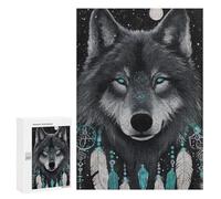 300 PCS Rompecabezas para Adolescentes Wolf Dreamcatcher Wall Art Print Rompecabezas para Adultos Que Mejoran La Memoria Juegos De Ingenio Familiares Difíciles Y Desafiantes 300 PCS