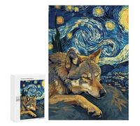 300 PCS Rompecabezas para Adolescentes Wolf Dreams Under Starry Night Sky Rompecabezas para Adultos Juegos Relajantes Que Mejoran La Memoria Actividades Divertidas En Casa 300 PCS