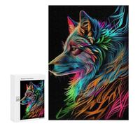 300 PCS Rompecabezas para Adolescentes Wolf Pop Art Animal Rompecabezas para Adultos Juego Práctico Difícil Interacción Entre Padres E Hijos 300 PCS