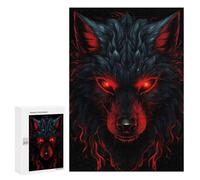 300 PCS Rompecabezas para Adolescentes Wolf Red and Black Animals Rompecabezas para Adultos Juegos De Relajación Decoración De Pared Ayuda A Ejercitar El Cerebro 300 PCS