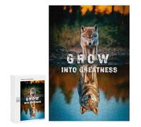 300 PCS Rompecabezas para Adolescentes Wolf Reflection - Grow Into Greatness Juegos Familiares De Rompecabezas para Adultos Que Mejoran La Memoria Ayudan A Ejercitar El Cerebro 300 PCS