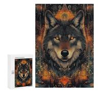 300 PCS Rompecabezas para Adolescentes Wolf with Golden Eyes Geometric Style Rompecabezas para Adultos Regalos De Cumpleaños Juego Familiar Apto para Personas De 14 Años En Adelante 300 PCS