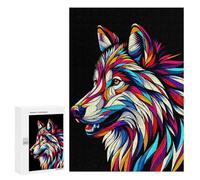 300 PCS Rompecabezas para Adolescentes Wolf WPAP Colorful Rompecabezas para Adultos Juegos Divertidos Regalo De Cumpleaños Cumpleaños Y Navidad 300 PCS