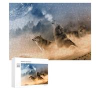 300 PCS Rompecabezas para Adolescentes Wolves Howling Under A Mystical Moon Rompecabezas para Adolescentes Juguetes Antiestrés Vacaciones En Casa Matar El Tiempo Desafío Educativo 300 PCS