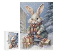 300 PCS Rompecabezas para Adolescentes Xmas Rabbit for Kids Rompecabezas para Adultos Juguetes Antiestrés Desafío Difícil Cumpleaños