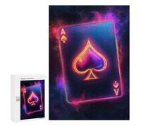 300 PCS Rompecabezas para Adultos Ace of Spades Neon Juego Familiar De Rompecabezas Análisis Y Lógica Interacción Entre Padres E Hijos 300 PCS