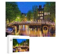 300 PCS Rompecabezas para Adultos Amsterdam Night Canal Scene Rompecabezas para Adultos Juguetes Antiestrés Decoración del Hogar Cumpleaños Y Navidad 300 PCS