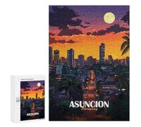 300 PCS Rompecabezas para Adultos Asuncion, Paraguay Cityscape at Night Rompecabezas para Adultos Juegos Divertidos Vacaciones En Casa Matar El Tiempo Regalos De Cumpleaños Y Únicos 300 PCS