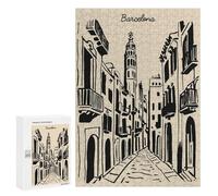 300 PCS Rompecabezas para Adultos Barcelona Street Illustration Rompecabezas para Adultos Juguetes Antiestrés Pero Regalos Divertidos Y Humorísticos para Amigos Y Familiares 300 PCS