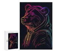 300 PCS Rompecabezas para Adultos Bear Neon Animal Rompecabezas para Adultos Juegos Divertidos Alivia El Estrés Desafiante De Completar 300 PCS