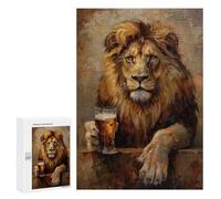 300 PCS Rompecabezas para Adultos Beer Drinking Lion Rompecabezas para Adultos Juego Práctico Corte De Precisión Interacción Entre Padres E Hijos 300 PCS