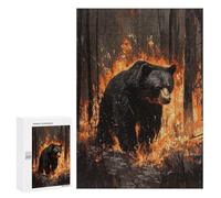 300 PCS Rompecabezas para Adultos Black Bear in Fire Rompecabezas para Adultos Juguetes Antiestrés Una Obra De Arte Difícil Y Desafiante 300 PCS