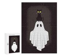 300 PCS Rompecabezas para Adultos Black Cat on Ghost Halloween Illustration Rompecabezas para Adultos Juguete Decoración De Pared Decoración del Hogar 300 PCS