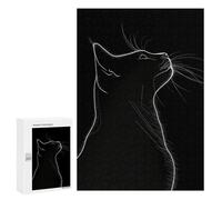 300 PCS Rompecabezas para Adultos Black White Cute Cat Silhouette Rompecabezas para Adultos Juguetes Antiestrés Una Obra De Arte Difícil Y Desafiante 300 PCS