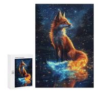 300 PCS Rompecabezas para Adultos Blue Neon Fox and The Moon Juego Familiar De Rompecabezas Análisis Y Lógica Interacción Entre Padres E Hijos 300 PCS