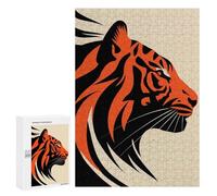 300 PCS Rompecabezas para Adultos Bold Tiger Vector Portrait in Red and Black Design Rompecabezas para Adultos Juegos Familiares Regalos para Mujeres Interacción Entre Padres E Hijos 300 PCS