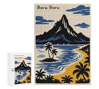 300 PCS Rompecabezas para Adultos Bora Bora Island Landscape Illustration Rompecabezas para Adultos Mejora La Memoria Actividades Divertidas En Casa 300 PCS