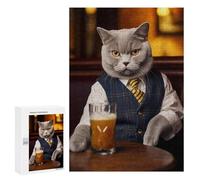 300 PCS Rompecabezas para Adultos British Shorthair Cat Pub Rompecabezas para Adultos Juegos Divertidos Alivia El Estrés Desafiante De Completar 300 PCS