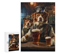 300 PCS Rompecabezas para Adultos Brittany Spaniel Beer Dog Rompecabezas para Adultos Juguetes Antiestrés Una Obra De Arte Difícil Y Desafiante 300 PCS