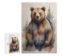 300 PCS Rompecabezas para Adultos Brown Bear Watercolor Rompecabezas para Adultos Juego De Ingenio Pero Divertidos Y Regalos Humorísticos para Amigos Y Familiares 300 PCS