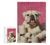 300 PCS Rompecabezas para Adultos Bulldog with Toilet Paper Painting Bulldog Bathroom Humor Rompecabezas para Adultos Juguete Decoración De Pared Decoración del Hogar 300 PCS
