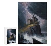 300 PCS Rompecabezas para Adultos Burnt out Castle on Cliff Rompecabezas para Adultos Juegos Relajantes Corte De Precisión Cumpleaños Y Navidad 300 PCS