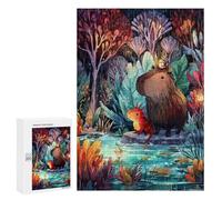 300 PCS Rompecabezas para Adultos Capybara and Axolotl in Rainy Forest Rompecabezas para Adultos Juguetes De Bricolaje Decoración del Hogar Difíciles Y Desafiantes 300 PCS