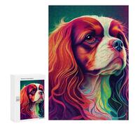 300 PCS Rompecabezas para Adultos Cavalier King Colorful Dog Rompecabezas para Adultos Juguete Decoración De Pared Decoración del Hogar 300 PCS