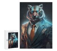 300 PCS Rompecabezas para Adultos CEO Tiger In Suit Rompecabezas para Adultos Juegos Relajantes Corte De Precisión Cumpleaños Y Navidad 300 PCS