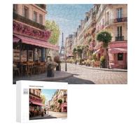 300 PCS Rompecabezas para Adultos Charming Parisian Street with Eiffel Tower View Rompecabezas Juguetes Antiestrés Regalos para Mujeres Difíciles Y Desafiantes 300 PCS