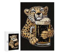 300 PCS Rompecabezas para Adultos Cheetah Beer Rompecabezas para Adultos Juegos Familiares Regalos para Mujeres Interacción Entre Padres E Hijos 300 PCS