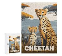 300 PCS Rompecabezas para Adultos Cheetah Mother and Cub Rompecabezas para Adultos Juguete Decoración De Pared Arte De Pared Desafiante De Completar 300 PCS