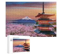 300 PCS Rompecabezas para Adultos Cherry Blossoms, Pagoda, and Mount Fuji Sunset Rompecabezas para Adultos Juguete Decoración De Pared Pero Divertido Y Humorístico Desafiante De Completar 300 PCS