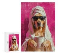 300 PCS Rompecabezas para Adultos Chill Golden Retriever with Coffee Mug Rompecabezas para Adolescentes: Mejora La Memoria. Cada Pieza Es Única. Juguetes Y Juegos Educativos 300 PCS