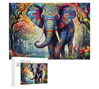 300 PCS Rompecabezas para Adultos Colorful Elephant in Forest Rompecabezas para Adultos Juguete Decoración De Pared Pero Divertido Y Humorístico Desafiante De Completar 300 PCS