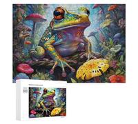 300 PCS Rompecabezas para Adultos Colorful Fantasy Frog Garden Rompecabezas para Adultos Juegos De Relajación Regalo De Cumpleaños Cumpleaños Y Navidad 300 PCS