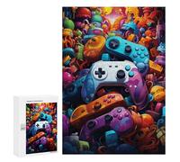 300 PCS Rompecabezas para Adultos Colorful Gaming Controllers -19 Rompecabezas para Adultos Juguete Decoración De Pared Pero Divertido Y Humorístico Desafiante De Completar 300 PCS