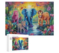 300 PCS Rompecabezas para Adultos Colorful Jungle Safari Scene Rompecabezas para Adultos Juegos De Relajación Regalo De Cumpleaños Cumpleaños Y Navidad 300 PCS
