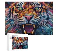 300 PCS Rompecabezas para Adultos Colorful Tiger Portrait -4 Rompecabezas Juguetes Antiestrés Regalos para Mujeres Difíciles Y Desafiantes 300 PCS
